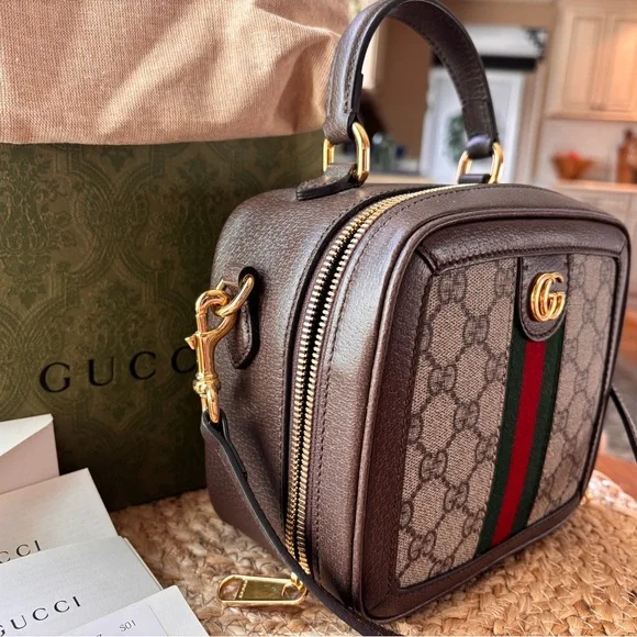 Gucci Ophidia Bag with Brown and Green Accents NWT - Picture 3 of 12